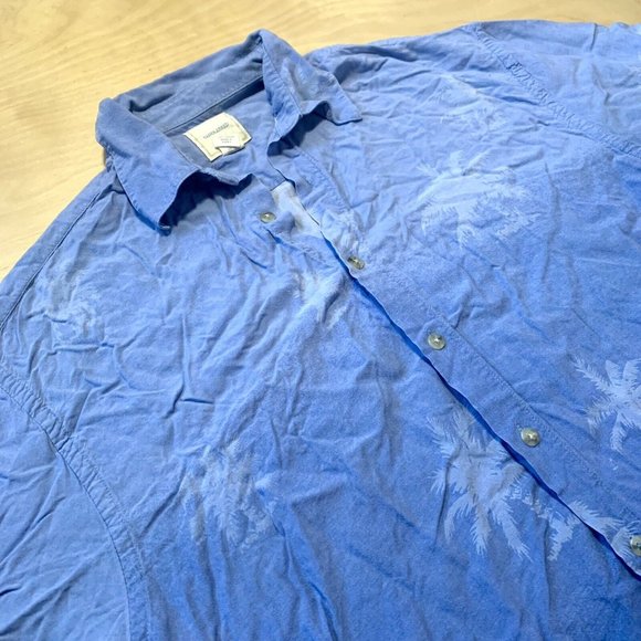 Saddlebred Hawaiian Button Up Shirt Size M Palm Tree Print Summer Linen - Picture 2 of 5